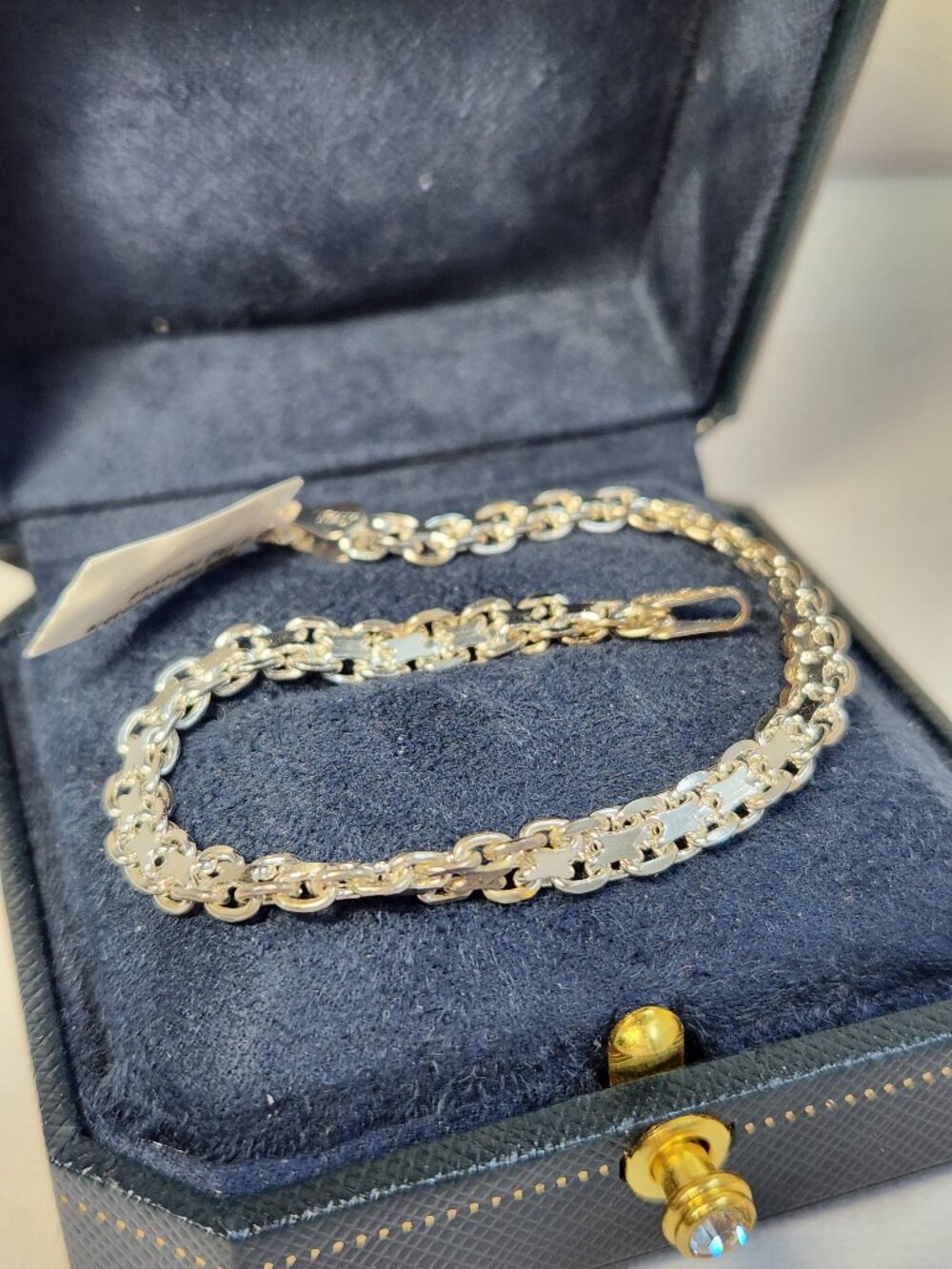 Unisex! NWT Italian 925 Solid Sterling Silver Bismark Bracelet 8” 4.5mm 8.03g